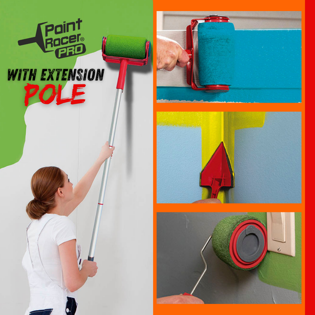 Rodillo de pintura recargable con palo extensible	para áreas difíciles