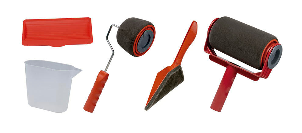 Rodillo de pintura recargable con palo extensible	para áreas difíciles