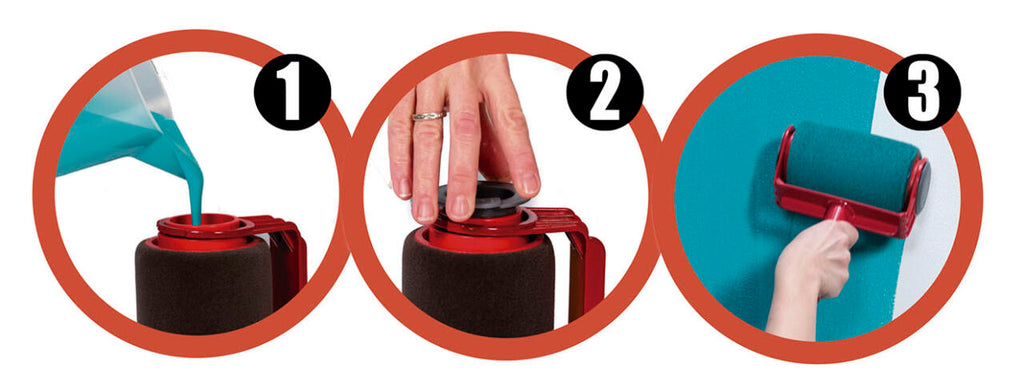 Rodillo de pintura recargable con palo extensible	para áreas difíciles