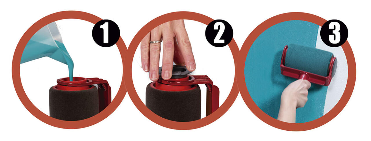 Rodillo de pintura recargable con palo extensible	para áreas difíciles